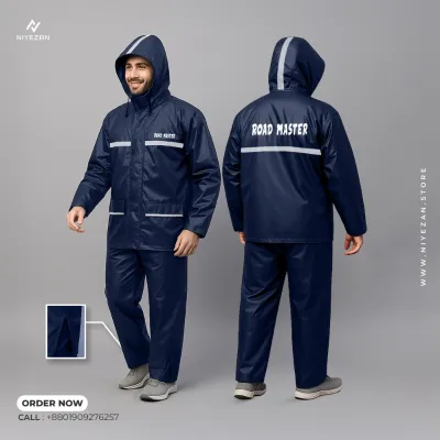 Roadmaster Double Layer Raincoat (Navy Blue) -100% Waterproof